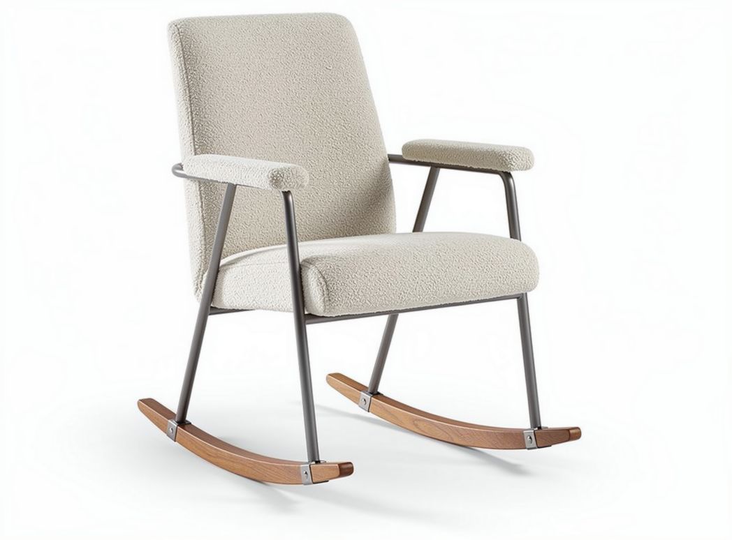 Chaise berçante pour salon en métal et tissu - 80 x 65 x 90cm