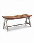 Banc de jardin en bois et acier inoxydable pour extérieur - 120 x 40 x 45cm