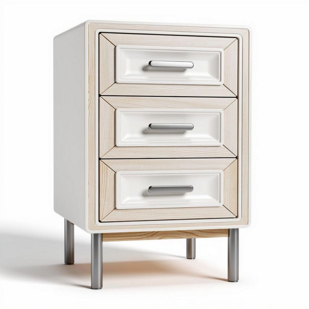 Commode de rangement pour chambre en bois et plastique - 40 x 40 x 60cm