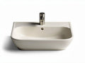 Lavabo en céramique pour salle de bain avec robinet intégré - 70 x 40 x 20cm