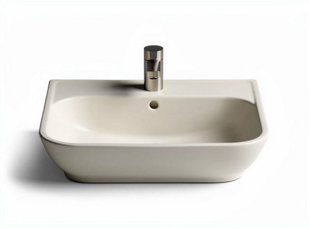 Lavabo en céramique pour salle de bain avec robinet intégré - 70 x 40 x 20cm