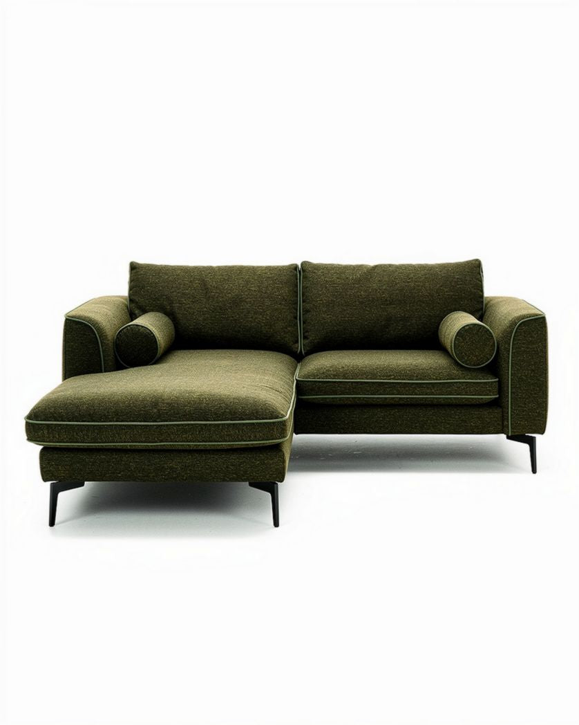 Canapé en cuir avec méridienne pour salon - Longueur x Largeur x Hauteur : 220 x 90 x 85cm